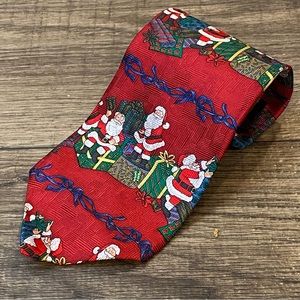 John Hill red Christmas Santa Claus holiday novelty tie